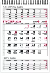 Kalendarz 2026 A5 biurkowy trójdzielny pionowy MIX