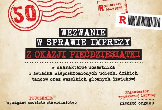 Zaproszenie. Urodziny 50 - tantis.pl