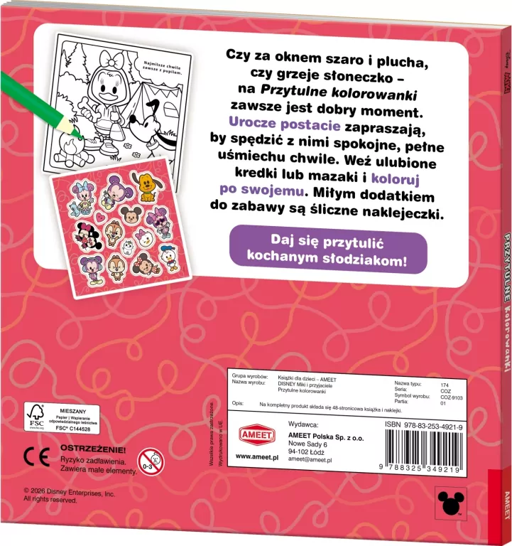 Disney Miki i przyjaciele. Przytulne kolorowanki - tantis.pl