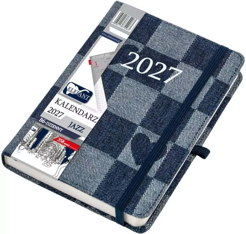 Kalendarz Jazz 2027 B6 dzienny jeans serca - tantis.pl