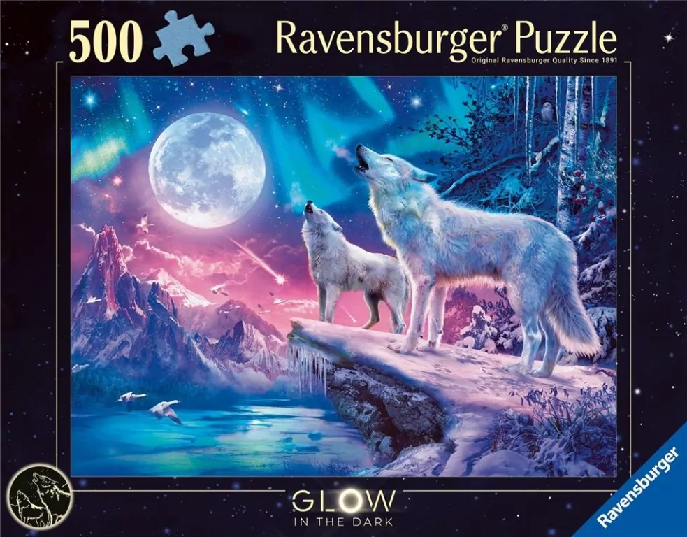 Puzzle 500 świecące. Wilk w zorzy polarnej - tantis.pl