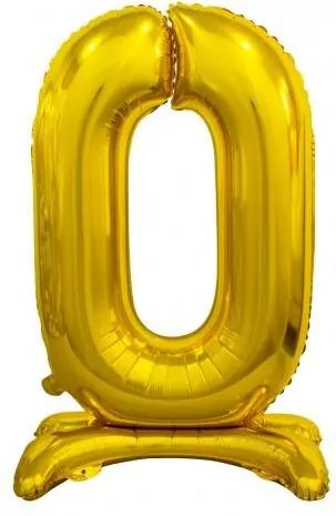 Balon foliowy B&C Cyfra stojąca 0 złota 74cm - tantis.pl