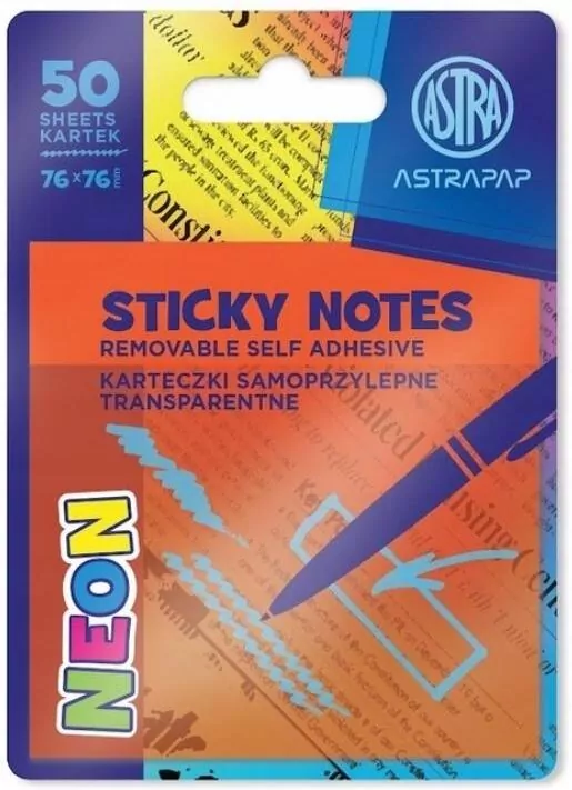Karteczki samoprzylepne transparentne 75x75mm - tantis.pl
