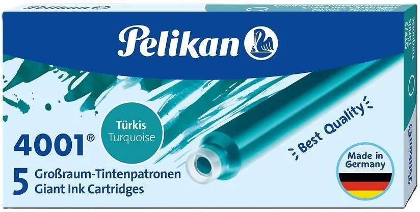 Naboje długie Pelikan 4001 GTP/5 turkusowe 5 sztuk - tantis.pl