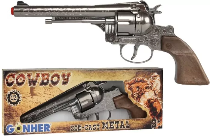 Metalowy Rewolwer kowbojski 12 naboi - tantis.pl