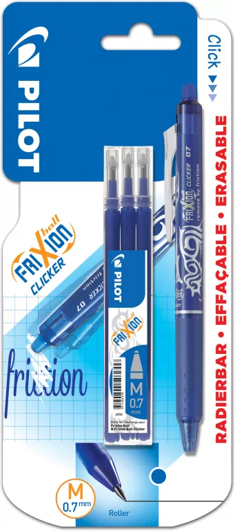 Pióro kulkowe Frixion Clicker Pilot. Niebieskie + wkłady - tantis.pl