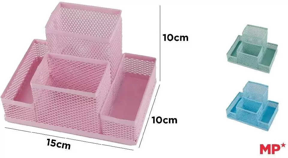 Organizer na biurko siatkowy metal 15x10cm MIX - tantis.pl