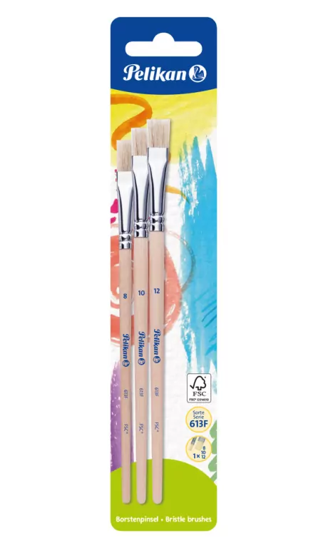 Pelikan. Pędzel płaski 613f (8,10,12), 3 sztuk - tantis.pl