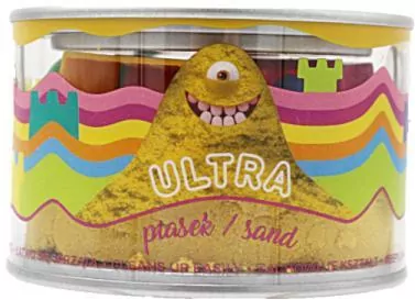 Ultra Piasek puszka 200 g. 5 foremek zamek, żółty - tantis.pl