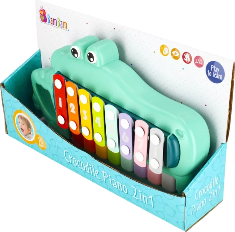 Pianinko cymbałki krokodylek 2w1 BAM BAM - tantis.pl