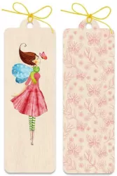 Zakładka drewniana: Kobieta z motylem