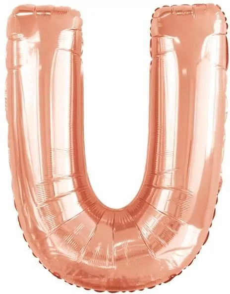 Balon foliowy litera U różowe złoto 65,5x86cm - tantis.pl