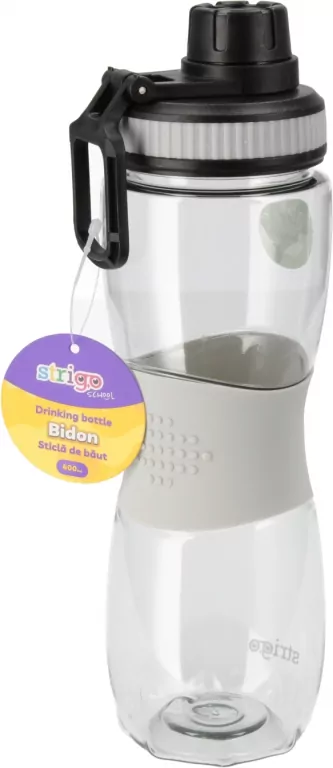 Bidon z gumowym uchwytem szary 600ml - tantis.pl