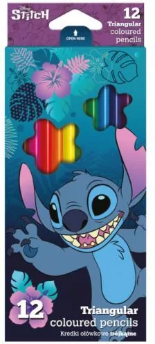 Kredki ołówkowe trójkątne Disney Core Stitch 12 kolorów - tantis.pl