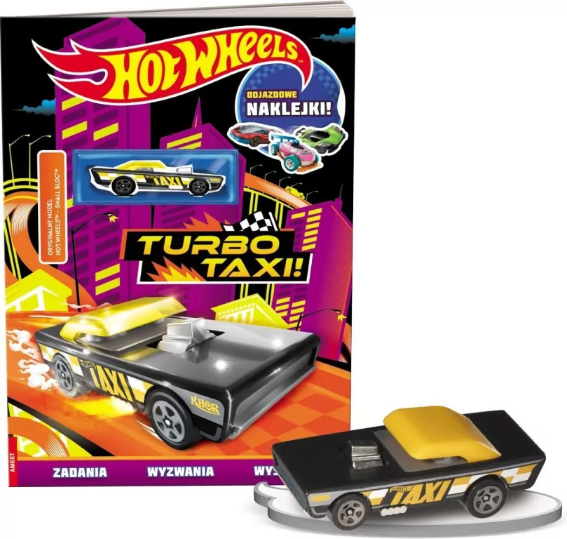 Mattel Hot Wheels Turbo Taxi zadania + naklejki - tantis.pl