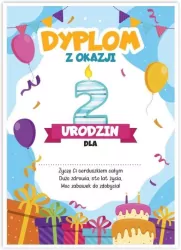 Dyplom A5 urodzinowy - drugie urodziny