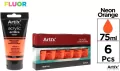 Farba akrylowa fluorescencyjna pomarańcz 75ml, 6 sztuk - tantis.pl