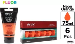 Farba akrylowa fluorescencyjna pomarańcz 75ml, 6 sztuk