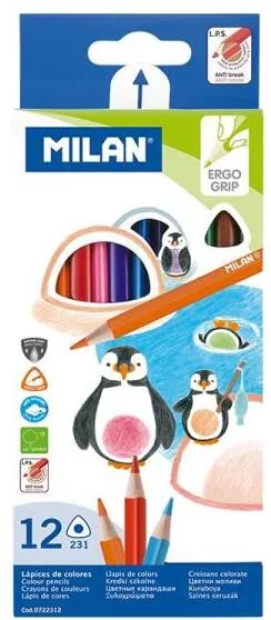 Kredki ołówkowe trójkątne 12 kolorów - tantis.pl