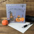 Karnet Halloween kwadrat Króliki i dynie - tantis.pl