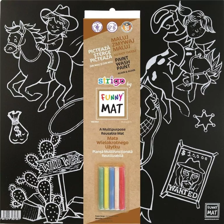 Mata czarna + kreda Western Funny Mat STRIGO - tantis.pl