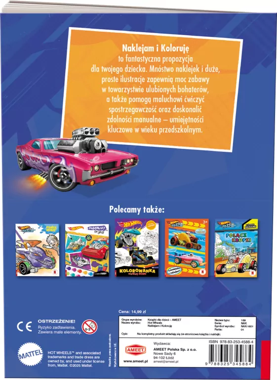 Hot Wheels. Naklejam i Koloruję - tantis.pl