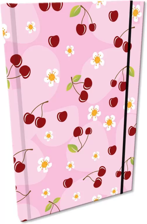 Notes A5 kratka z gumką Soft Touch Wisienki w różu - tantis.pl