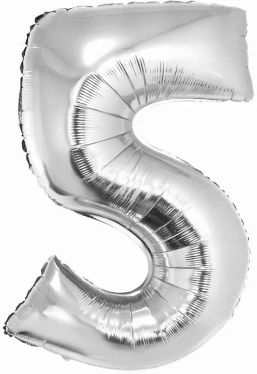 Balon foliowy Smart cyfra 5 srebrny 76cm - tantis.pl