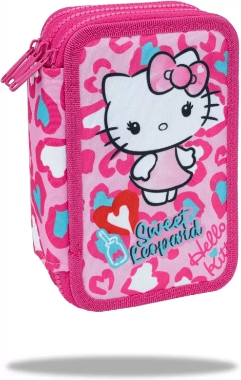 Piórnik potrójny z wyposażeniem Hello Kitty Jumper 3 Pink 2 - tantis.pl