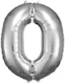 Balon foliowy cyfra 0 srebrna 70x86cm - tantis.pl