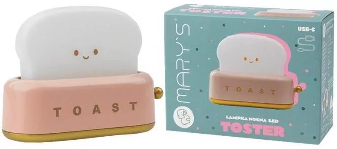 Lampka nocna LED toster różowy - tantis.pl