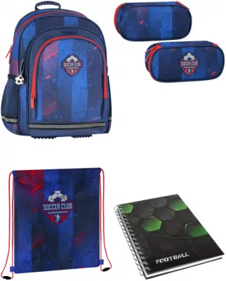 Pakiet Soccer: plecak / piórnik saszetka / worek na buty / GRATIS kołonotes A5