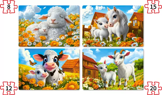 Puzzle x 4 Kontur Loving Animals CASTOR - tantis.pl