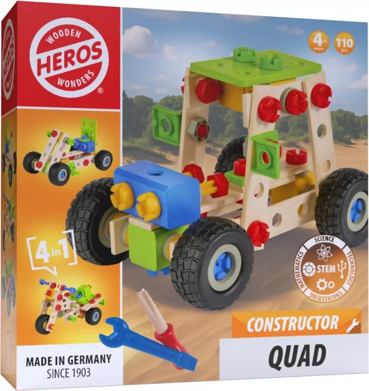 Klocki konstrukcyjne Quad drewniany 4w1 110el - tantis.pl