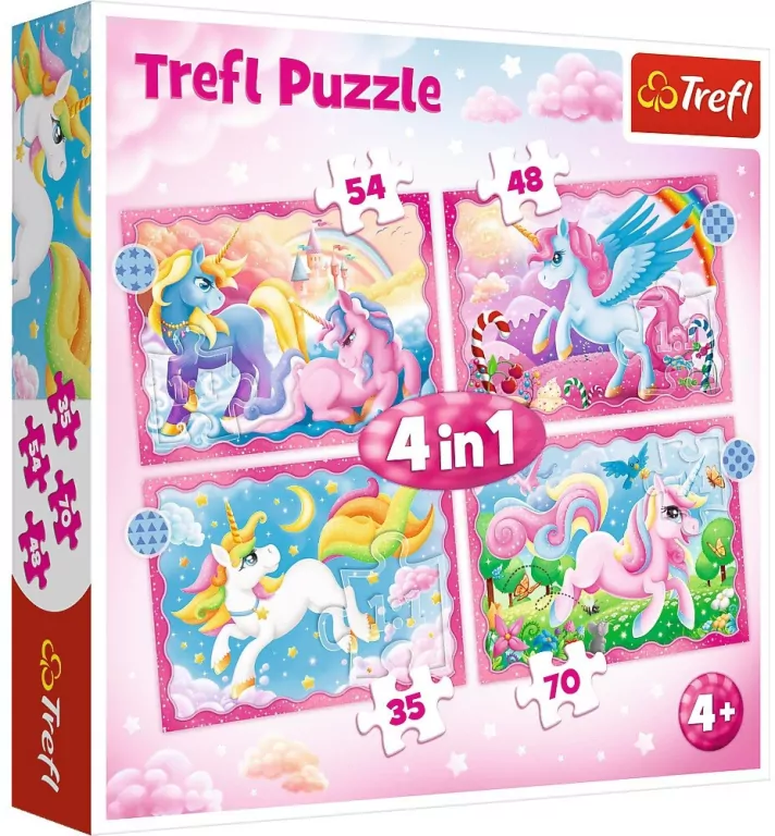 Jednorożce i magia. Puzzle 4w1 - tantis.pl