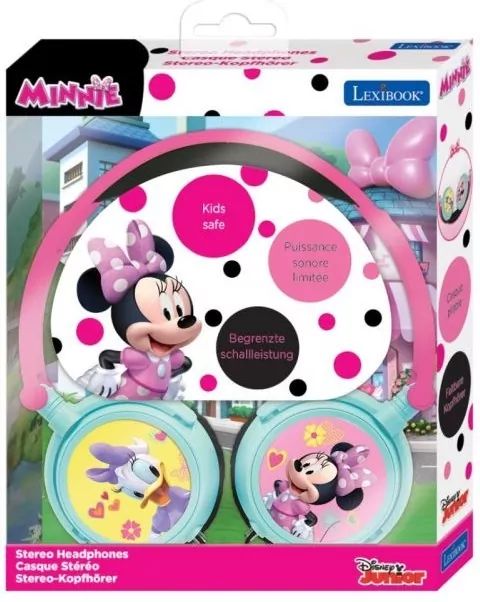 Składane słuchawki przewodowe stereo myszka minnie z głośnością bezpieczną dla dzieci Lexibook HP010MN - tantis.pl