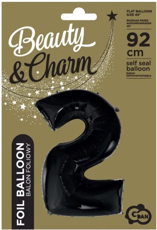 Balon foliowy B&C cyfra 2 czarna 92cm - tantis.pl