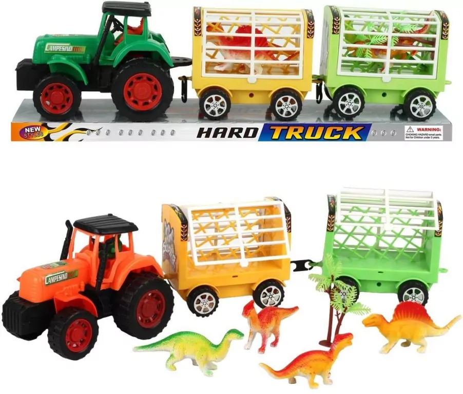 Traktor z przyczepą i dinozaurami - tantis.pl