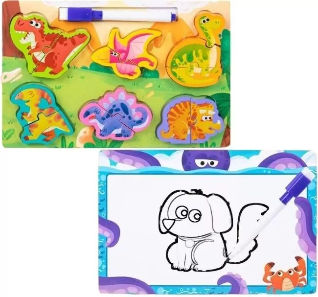 Puzzle 2w1 drewno i tablica - tantis.pl