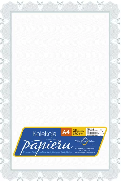 Papier ozdobny A4 certyfikat dyplom 170g/m2 25ar - tantis.pl