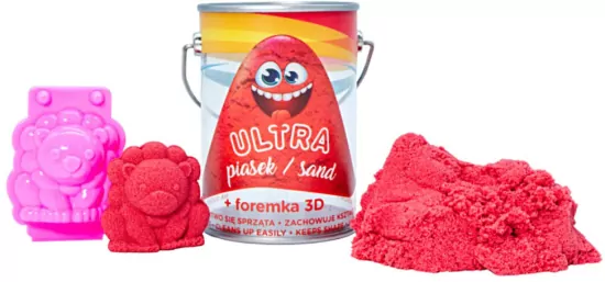 Ultra Piasek - puszka 150g czerwony + foremka 3D lew