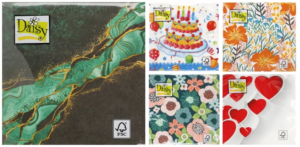 SERWETKA PAP 3W 330X330 MIX DAISY PM OP20SZT - tantis.pl