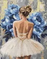 Diamentowa mozaika - Baletnica z piwoniami 40x50cm - tantis.pl