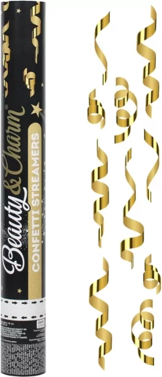 Konfetti pneumatyczne serpentyny złote 40cm - tantis.pl