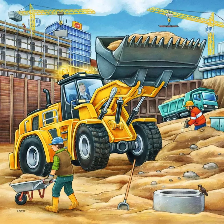 Ravensburger. Puzzle 3x49. Duże pojazdy budowlane - tantis.pl