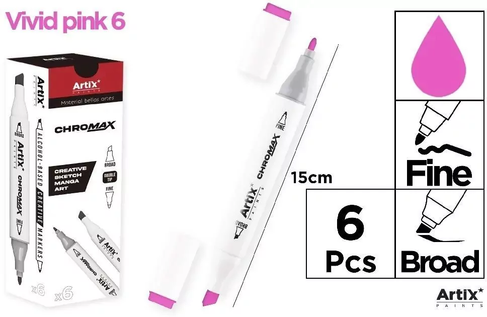 Marker Chromax z 2 końcówk. vivid pink 6 - tantis.pl