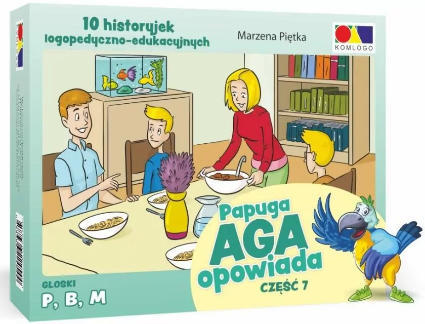 Historyjki obrazkowe. Papuga Aga opowiada. Część 7 - głoski P, B, M - tantis.pl