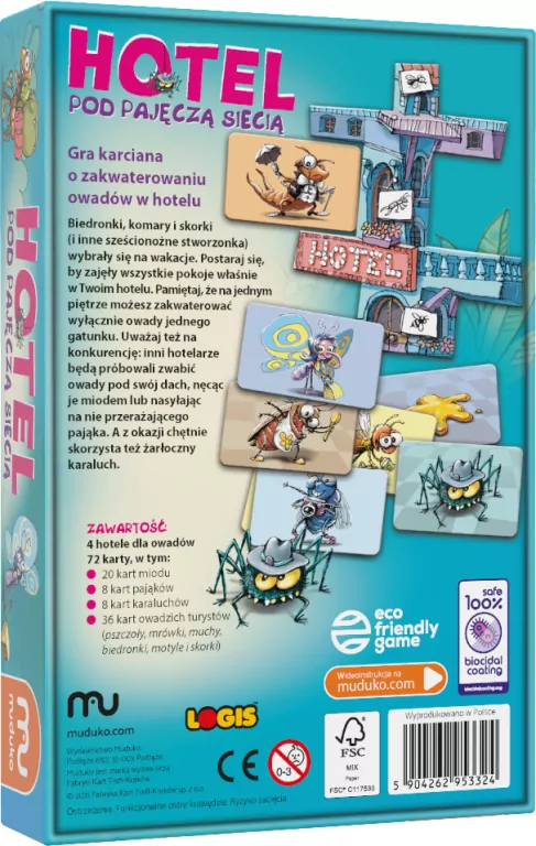 Hotel pod pajęczą siecią. Gra karciana o zakwaterowaniu owadów w hotelu. MUDUKO - tantis.pl
