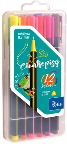 Cienkopisy trójkątne 0,7mm 12 kolorów - tantis.pl