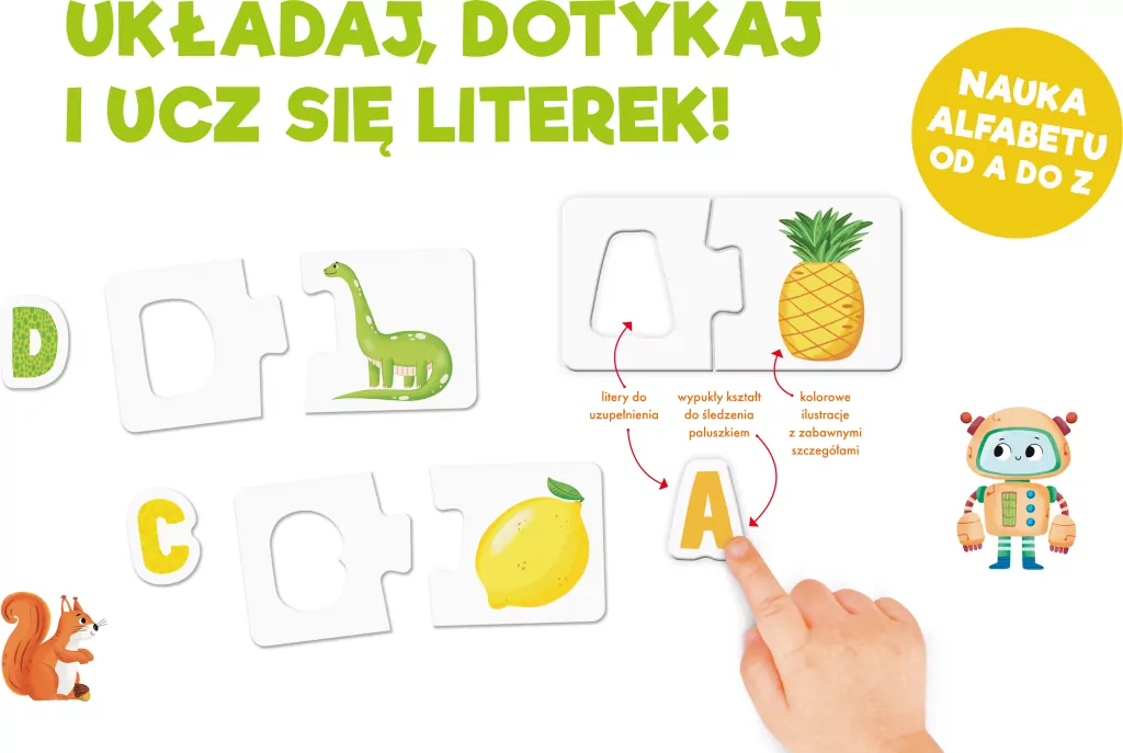 Puzzle sensoryczne. Literki. Kapitan Nauka - tantis.pl